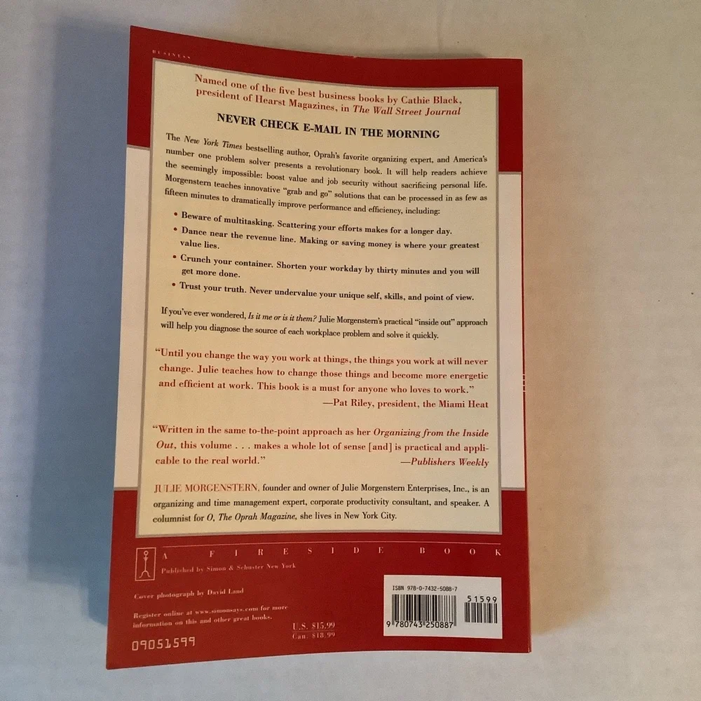 Julie Morgenstern Never Check E-Mail In The Morning Softcover Book - Picture 6 of 7